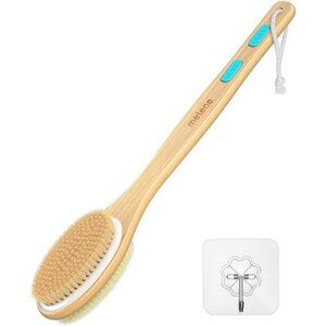 Shower Brush with Soft and Stiff Bristles Bath Dual-Sided Long Handle Scrubber